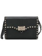 Valentino Rockstud Cross-body Bag, Women's, Black, Leather/suede/metal