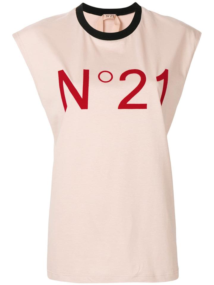 No21 Cap-sleeve Logo T-shirt - Pink