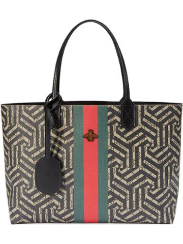 Gucci - Gg Caleido Web Tote - Women - Leather/canvas/microfibre - One Size, Black, Leather/canvas/microfibre