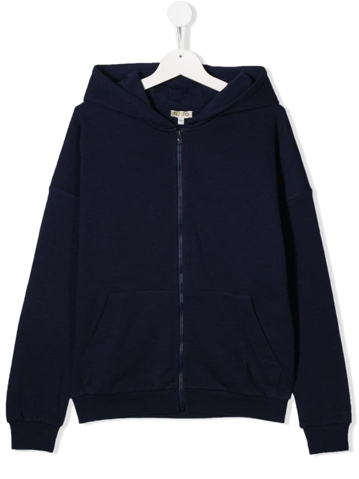 Kenzo Kids Logo Zipped Hoodie - Blue