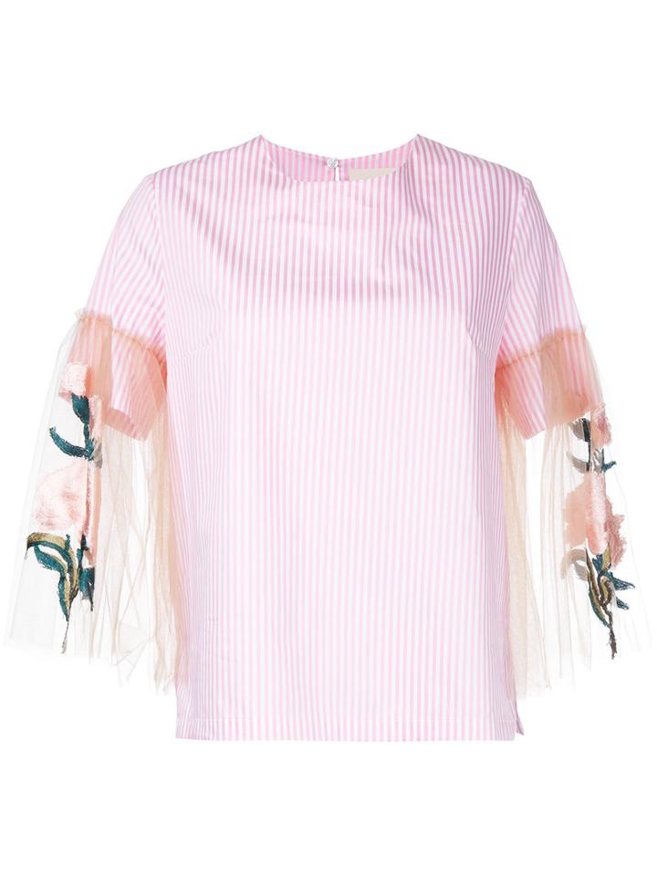 Elaidi Sheer Sleeve Blouse, Women's, Size: 46, Pink/purple, Cotton