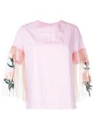 Elaidi Sheer Sleeve Blouse, Women's, Size: 46, Pink/purple, Cotton