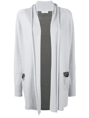 Le Tricot Perugia - Bicolour Jacket - Women - Linen/flax/cashmere - Xxxl, Grey, Linen/flax/cashmere