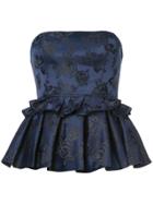 C/meo Strapless Ruffle Top - Blue