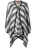 Missoni Knitted Geometric Patterned Shawl - Black