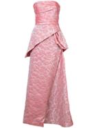 Rubin Singer Rose Embroidered Gown - Pink & Purple