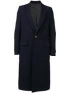 Ami Paris Patched Pockets Two Buttons Long Lined Coat - Blue
