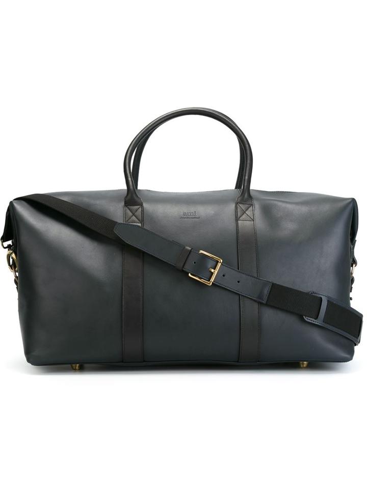 Ami Alexandre Mattiussi Holdall Bag, Blue, Leather/cotton/metal Other