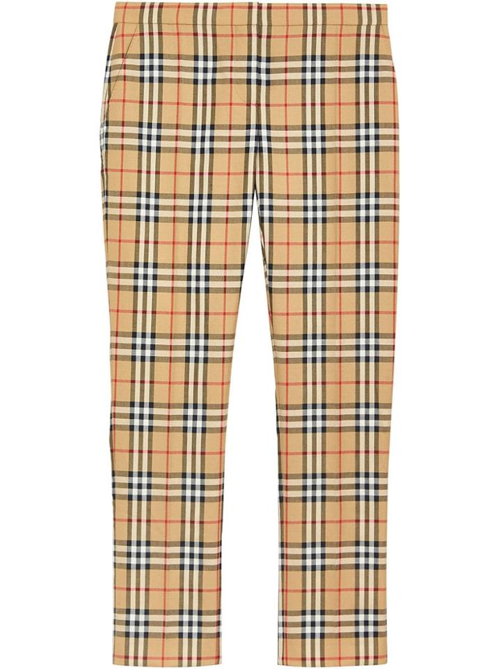 Burberry Vintage Check Wool Cigarette Trousers - Yellow & Orange
