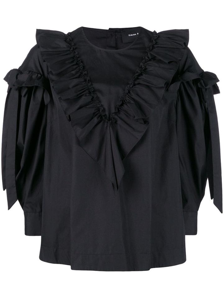 Simone Rocha Ruffle Bow Top - Black