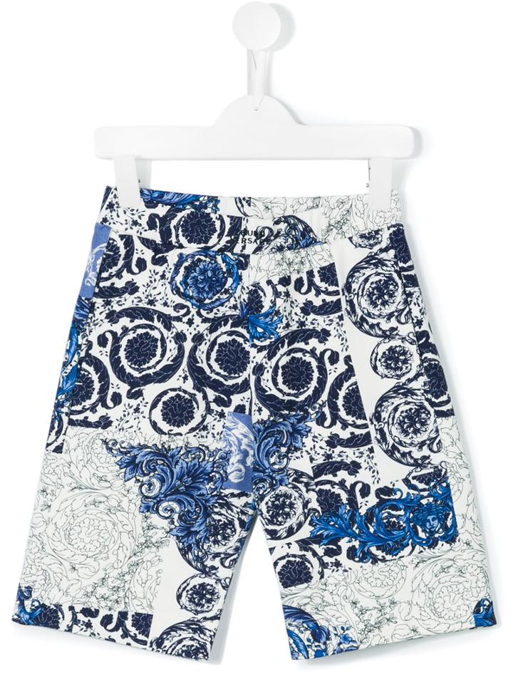 Young Versace Floral Baroque Printed Shorts, Toddler Boy's, Size: 5 Yrs, Blue