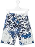 Young Versace Floral Baroque Printed Shorts, Toddler Boy's, Size: 5 Yrs, Blue