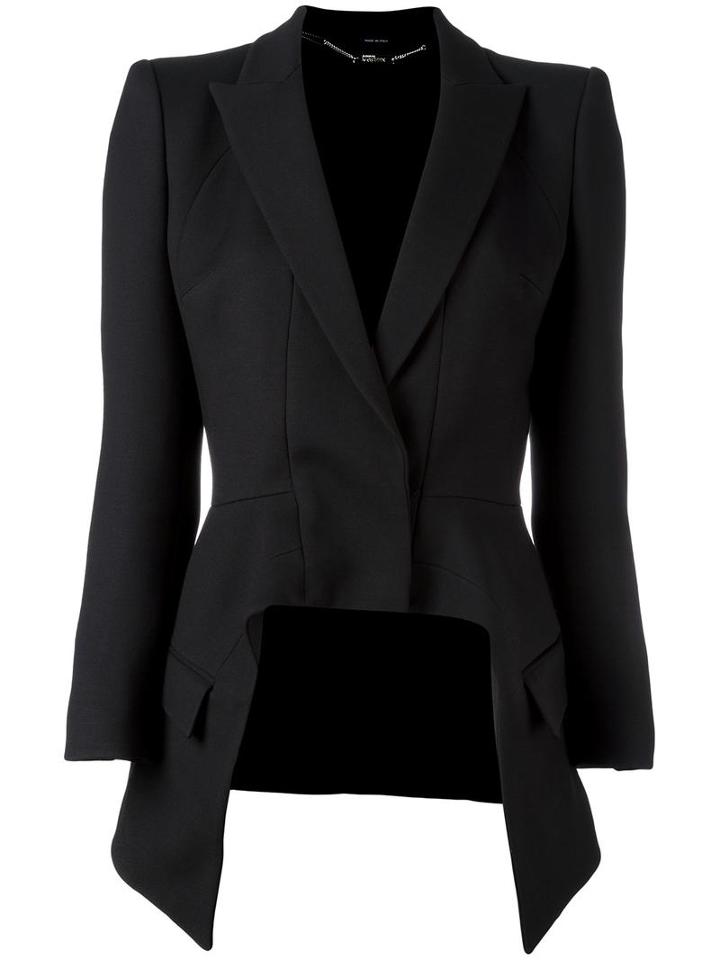 Alexander Mcqueen High Low Blazer, Women's, Size: 40, Black, Silk/cupro/wool