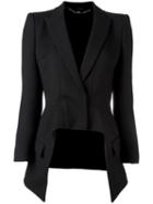 Alexander Mcqueen High Low Blazer, Women's, Size: 40, Black, Silk/cupro/wool