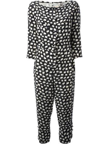 Courrges Vintage Geometric Squares Printed Jumpsuit