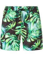Billionaire Leaf Print Swim Shorts - Black