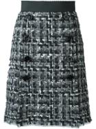 Dolce & Gabbana Boucle' Knit Skirt, Women's, Size: 50, Grey, Cotton/acrylic/wool