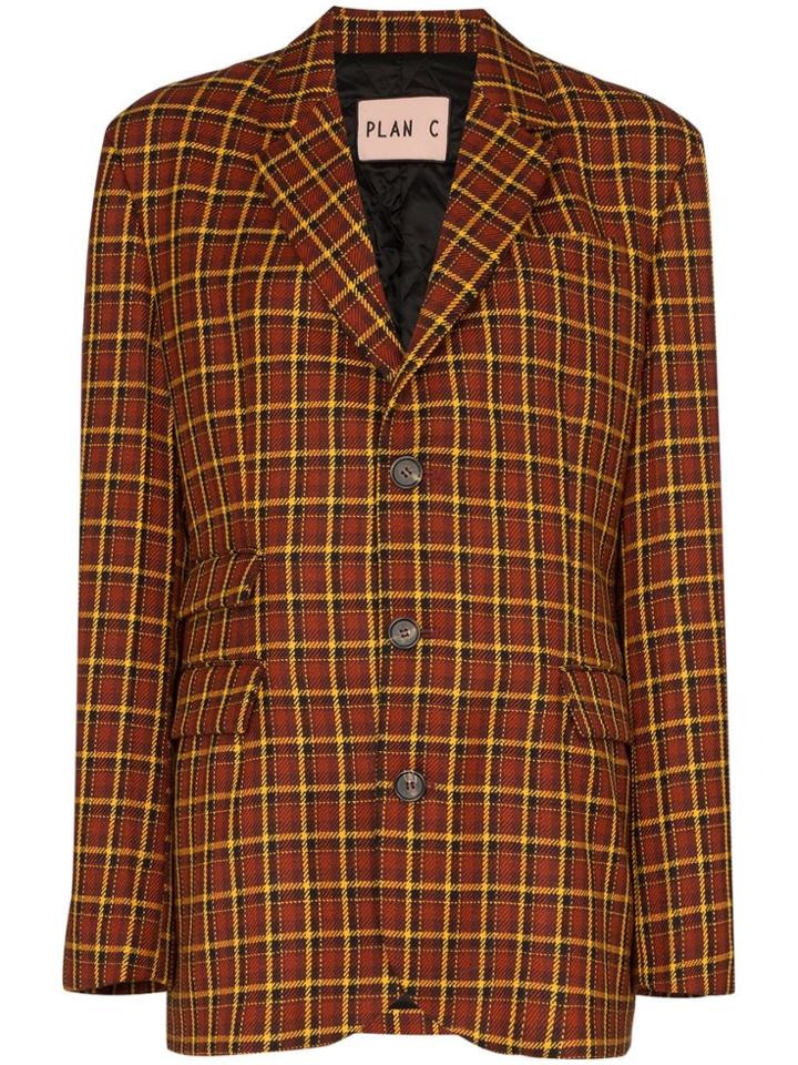 Plan C Check Tailored Blazer - Multicolour