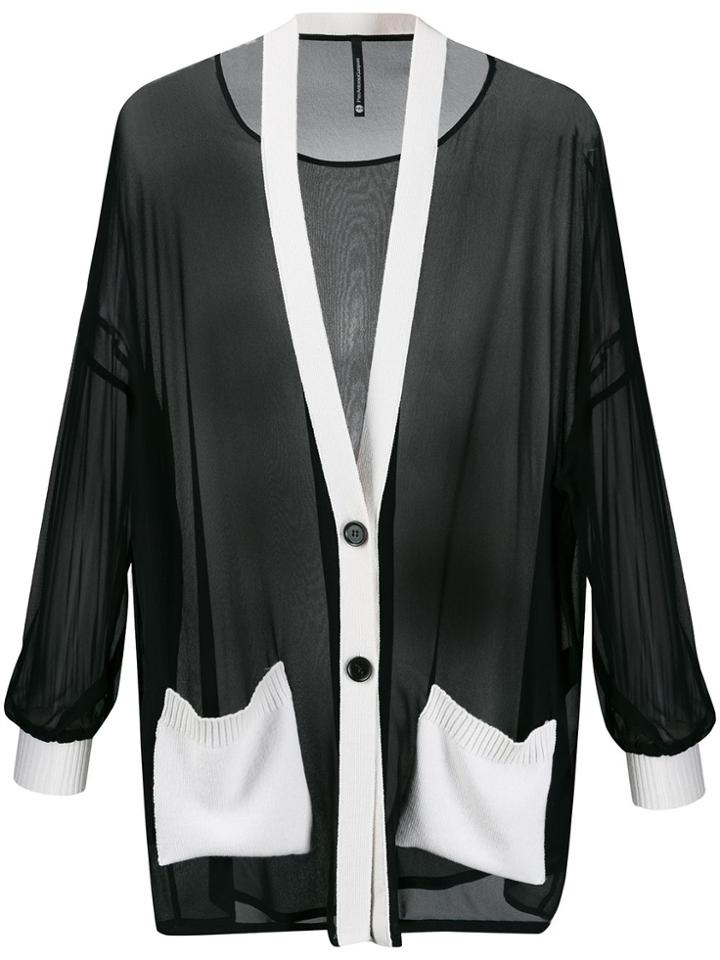 Pierantoniogaspari Sheer Piped Trim Cardigan - Black