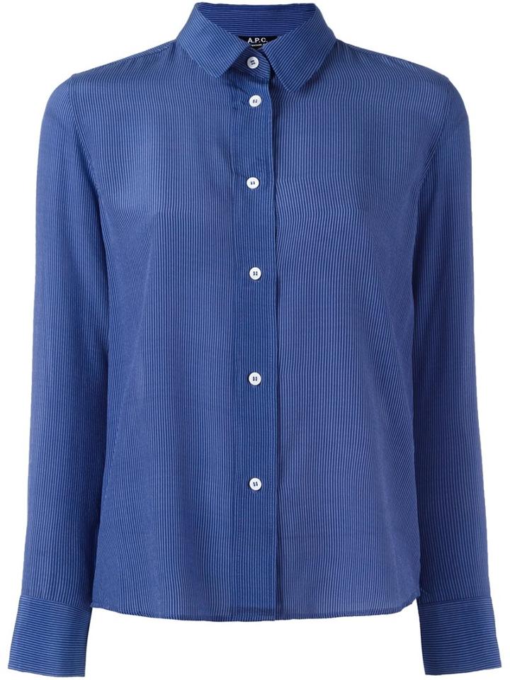 A.p.c. Striped Shirt, Women's, Size: 34, Blue, Silk