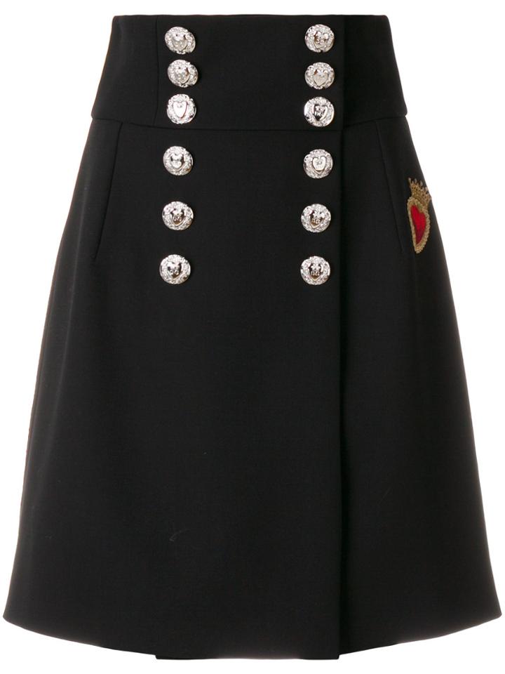 Dolce & Gabbana Sacred Heart Buttoned A-line Skirt - Black