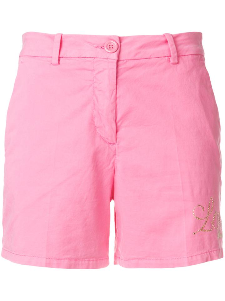 Love Moschino Studded Logo Shorts - Pink & Purple