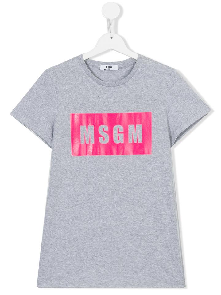 Msgm Kids Print T-shirt, Girl's, Size: 14 Yrs, Grey