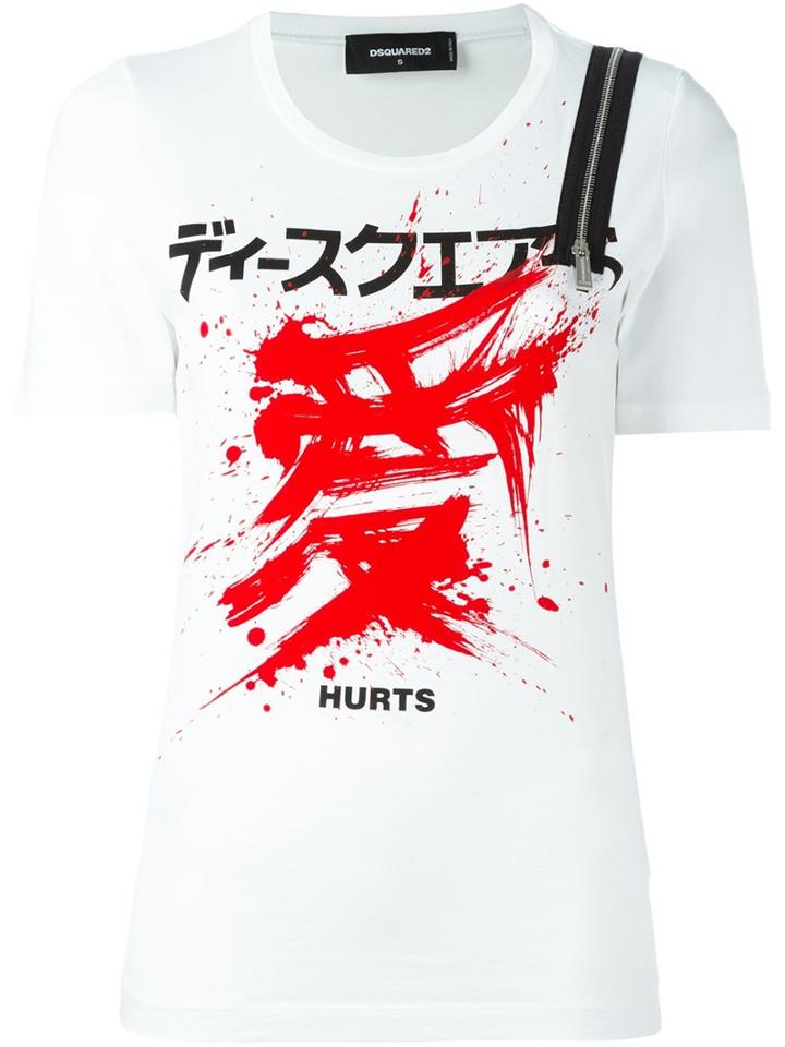 Dsquared2 Zip Detail Printed T-shirt