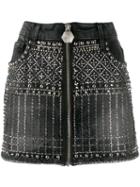 Philipp Plein Gothic Denim Skirt - Black