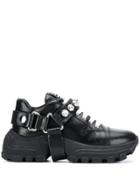 Miu Miu Crystal-embellished Sneakers - Black