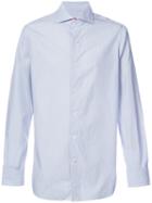 Isaia - Striped Long Sleeve Shirt - Men - Cotton - 15 1/2, Blue, Cotton