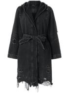 T By Alexander Wang Distressed Denim Coat - Black