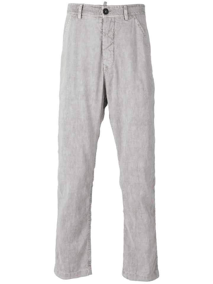 Hannes Roether Straight Cut Trousers, Men's, Size: Medium, Grey, Silk/linen/flax