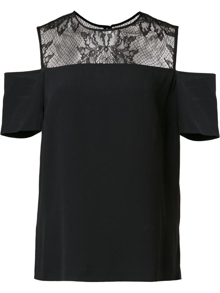 A.l.c. Sheer Panel Cut-off T-shirt, Women's, Size: 2, Black, Viscose/acetate
