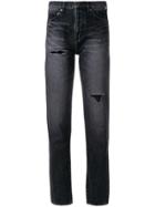Saint Laurent Distressed Effect Tapered Jeans - Black