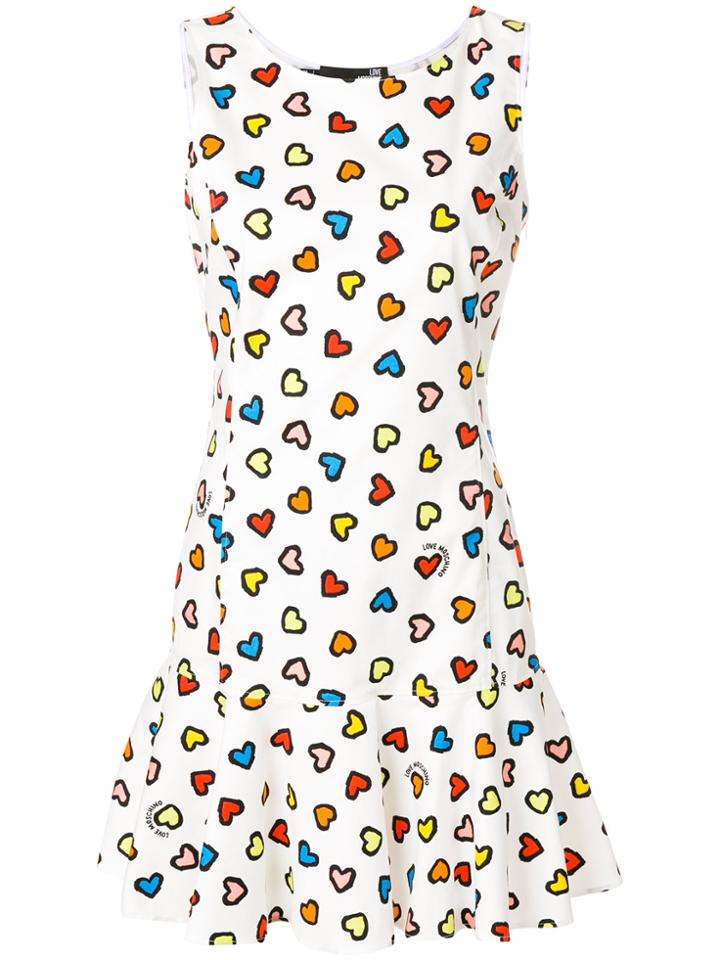 Love Moschino Heart Print Jersey Dress - White