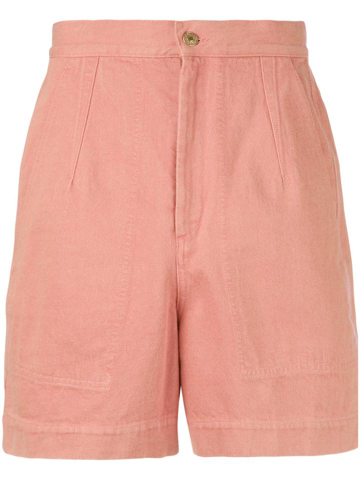 Isabel Marant - High Waisted Shorts - Women - Cotton - 40, Pink/purple, Cotton