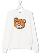 Moschino Kids Heart Eyes Teddy Sweatshirt - White