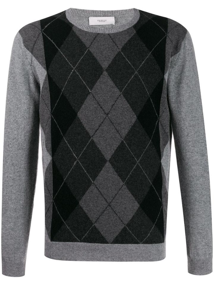 Pringle Of Scotland Rn Ls Jumper Argyle Stripe In Flannel