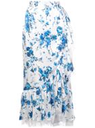 Adam Lippes Floral Print Skirt - Blue