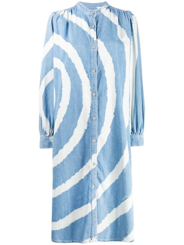 Ganni Abstract Shirt Dress - Blue