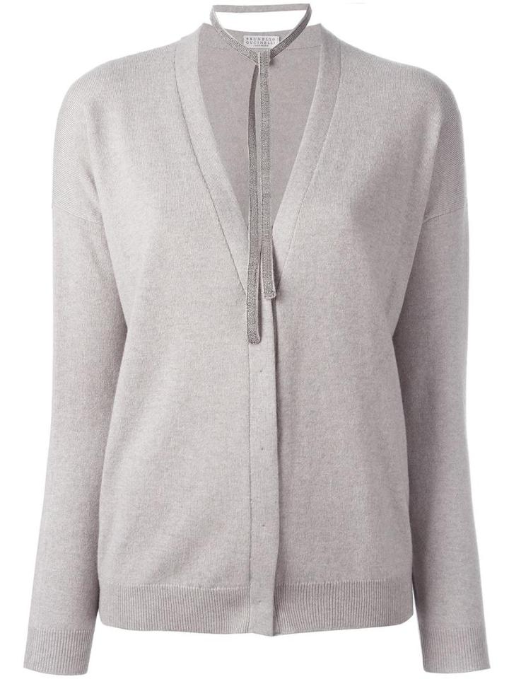 Brunello Cucinelli One Button Cardigan, Women's, Size: Small, Grey, Silk/cashmere/virgin Wool