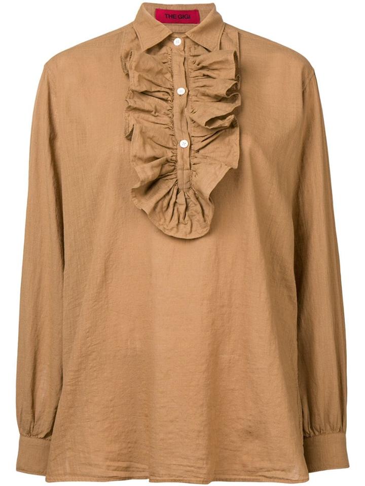 The Gigi Pleated Bib Blouse - Neutrals