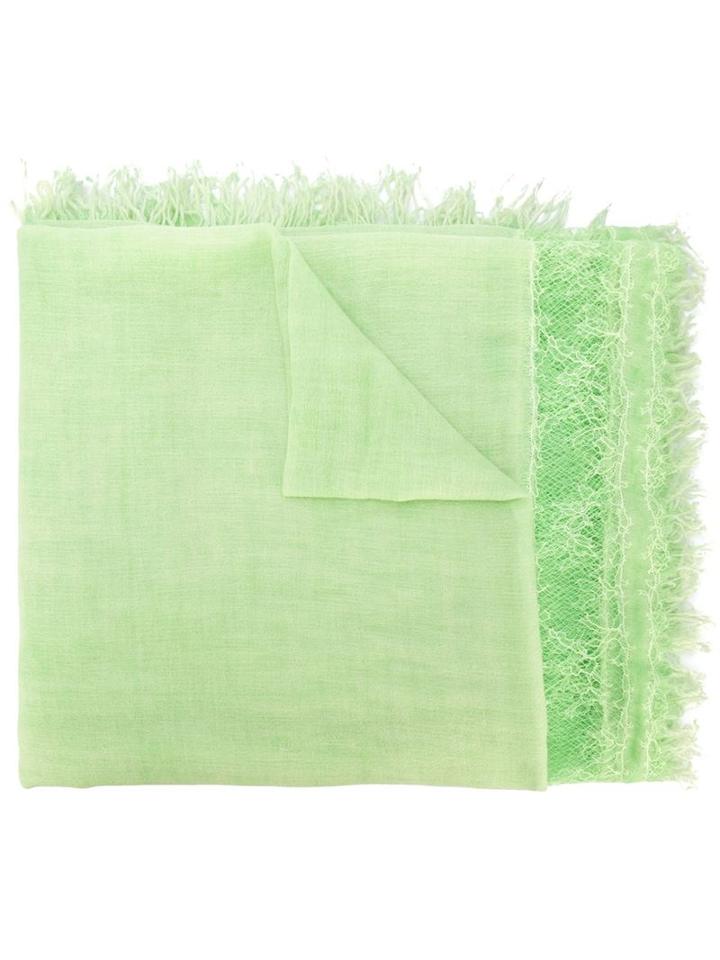 Ermanno Scervino Frayed Edge Scarf, Women's, Green, Cotton/polyamide/virgin Wool