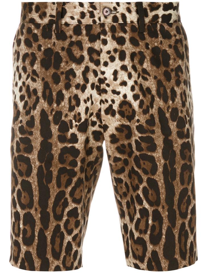 Dolce & Gabbana - Leopard Print Shorts - Men - Cotton/spandex/elastane - 48, Brown, Cotton/spandex/elastane