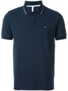 Sun 68 Collar And Sleeve Trim Detail Small Righe Polo Shirt, Men's, Size: Xl, Blue, Cotton/spandex/elastane