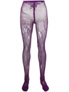Junya Watanabe Ripped Fishnet Tights - Purple