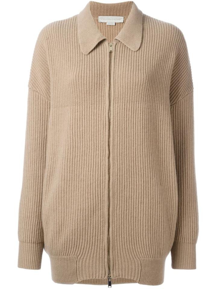 Stella Mccartney Collared Zip-up Cardigan, Women's, Size: 42, Nude/neutrals, Virgin Wool