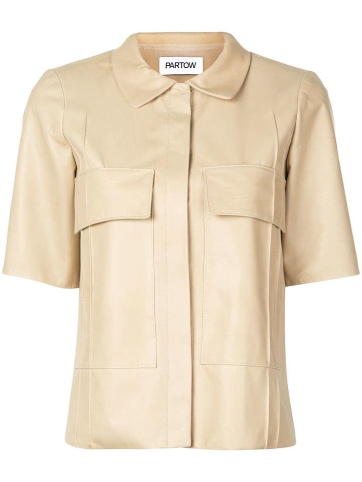 Partow Short-sleeved Leather Shirt - Neutrals