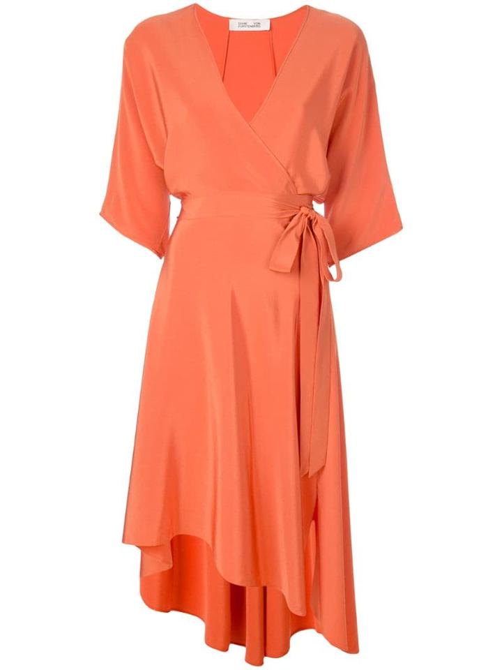 Diane Von Furstenberg Crepe De Chine Wrap Dress - Orange